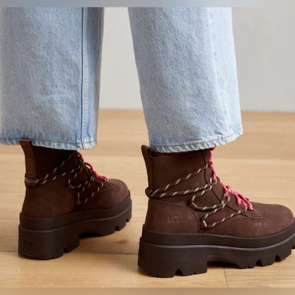 UGG Brisbane Lace Up Suede Platform Boots Size 9 Burnt Cedar NWOB - Picture 9 of 13